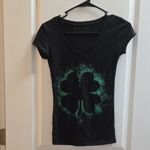 L.O.L. Vintage Black Tee with Green Clover